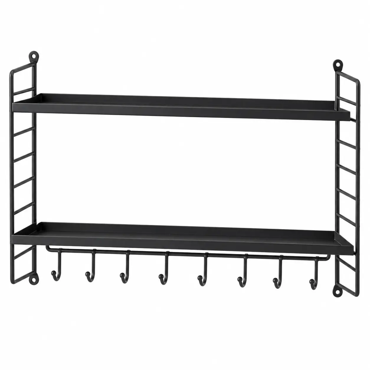 Home Creation 2-Tier Metal Kitchen Wall Shelf with Hooks