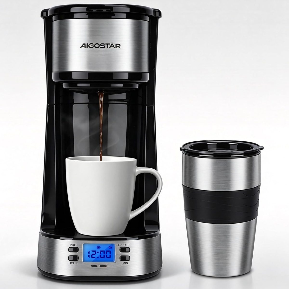 Aigostar – Filter Coffee Machine with Thermal Mug – 420 ml