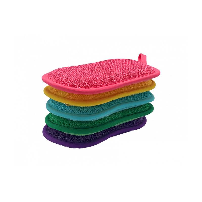 All-Purpose Double-Sided Cleaning Sponges, Pack of 6 (5 + 1), Assorted Colours, photo 3