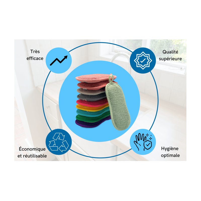 All-Purpose Double-Sided Cleaning Sponges, Pack of 6 (5 + 1), Assorted Colours, photo 6