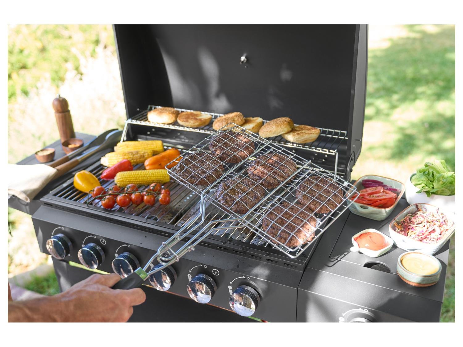 GRILLMEISTER Stainless Steel Burger Grill Basket for 6 Burgers, photo 2