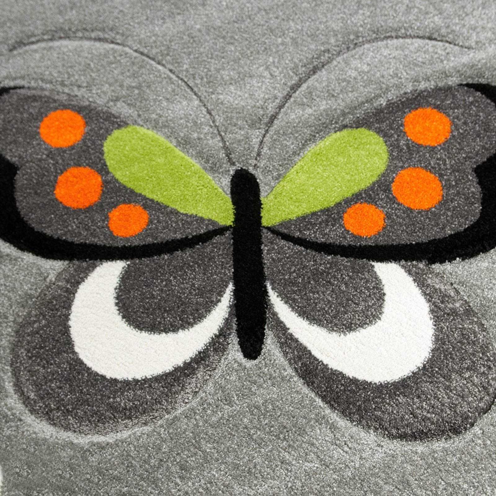 Kids' Room Butterfly Rug, Grey with Red/Green Accents, Contour-Cut, Design 772/095, photo 3