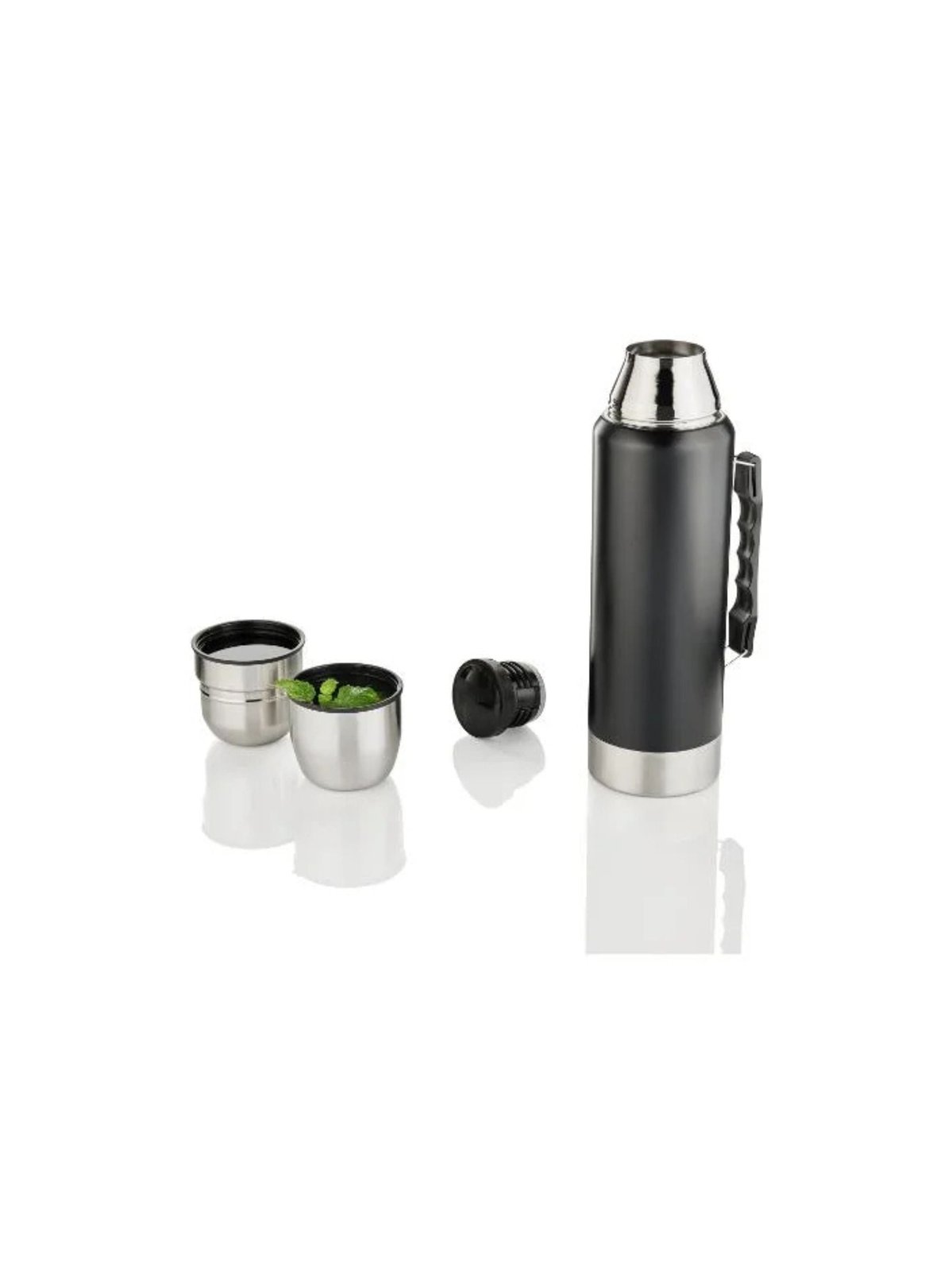 LIVARNO home Stainless Steel Vacuum Flask 1 L with 2 Cups – Black