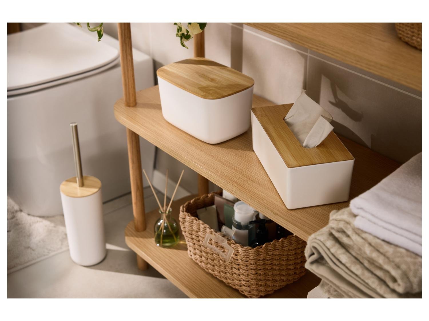 LIVARNO home Tissue Box with Bamboo Lid – White, approx. 24 x 12 cm, photo 5