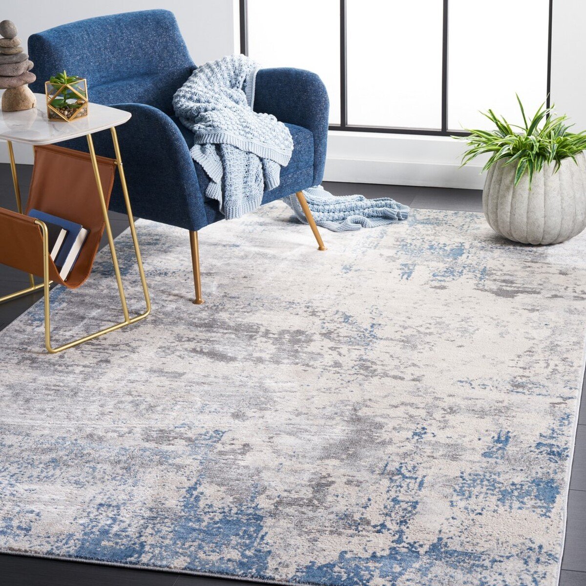 Safavieh Invista INV481F Modern Abstract Rug, Grey / Blue, 122 x 183 cm, photo 2