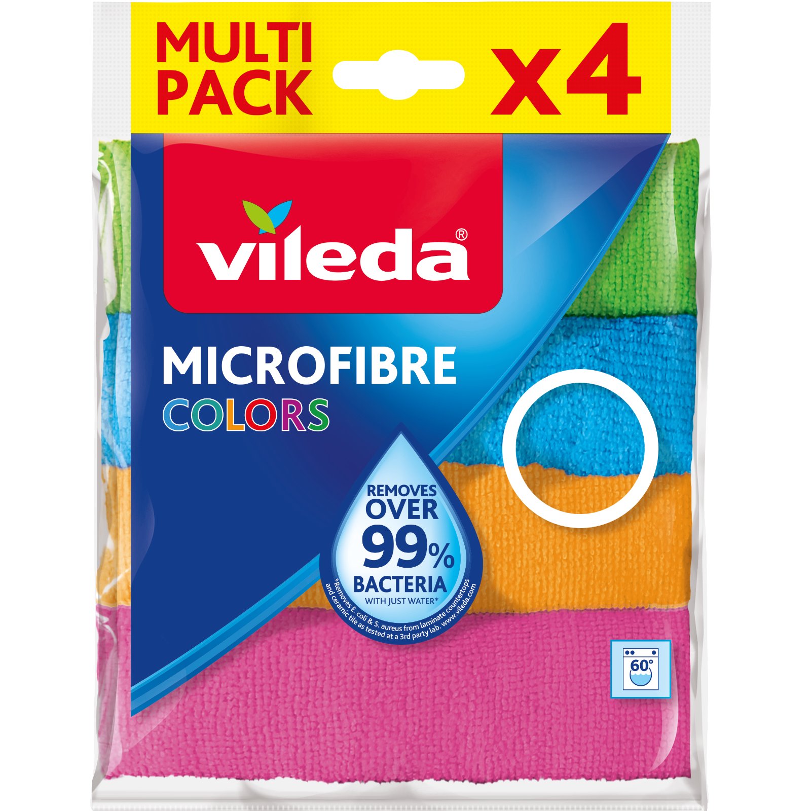 Vileda Microfibre Colors All-Purpose Cloths, 4-Pack