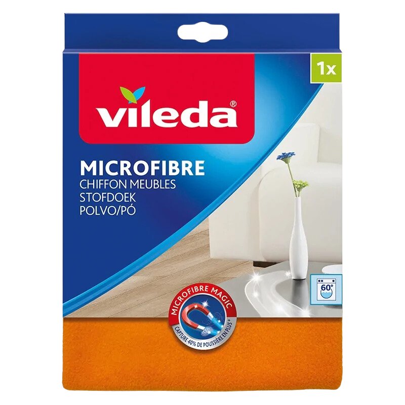 Vileda Microfibre Dust Cloth for Furniture, Orange, 1 Piece